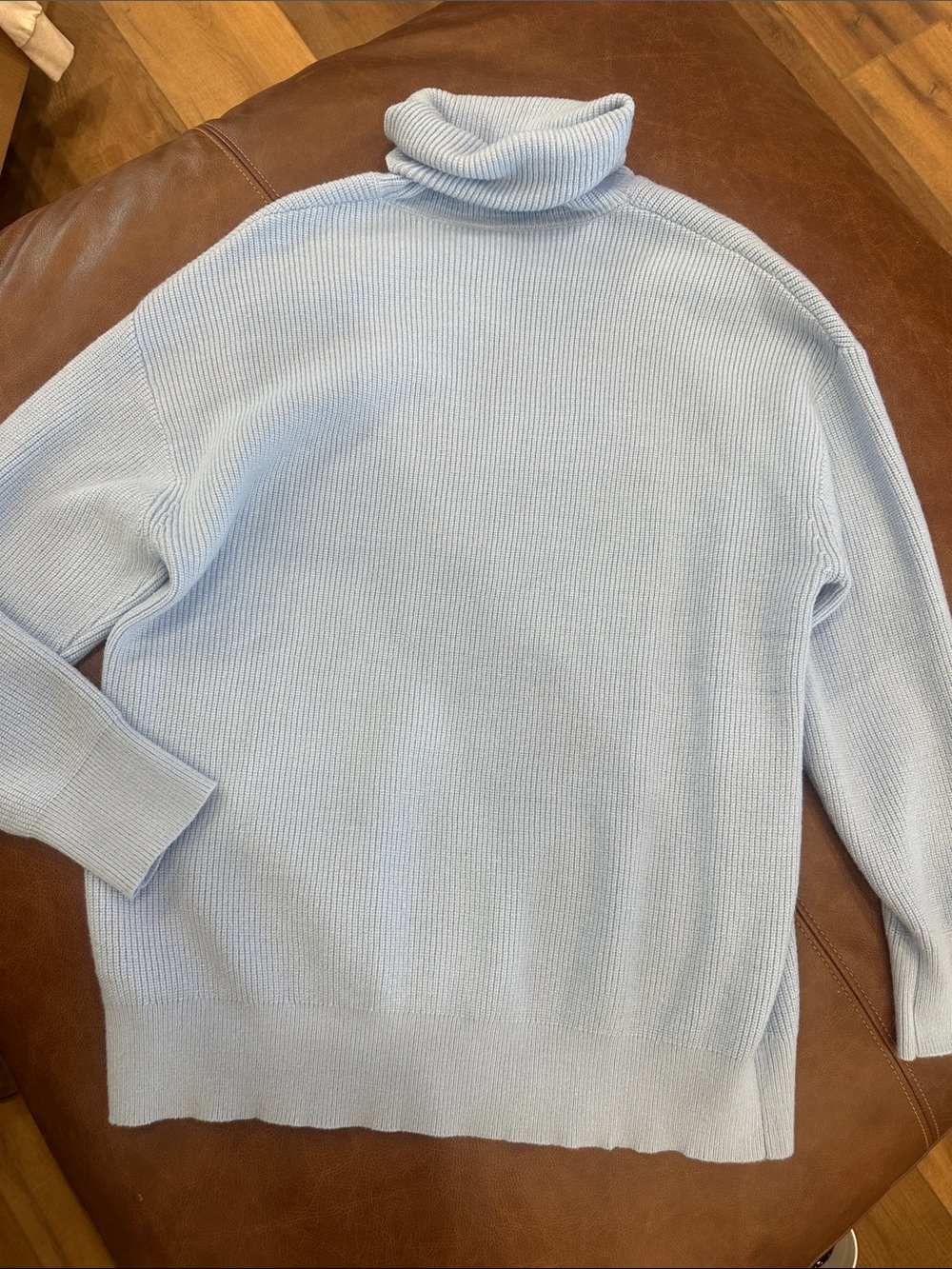 Light Blue Ribbed Turtleneck Sweater